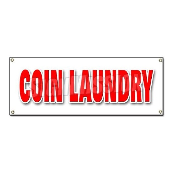 COIN LAUNDRY BANNER SIGN wash fold washing machines clothes dry cleaning